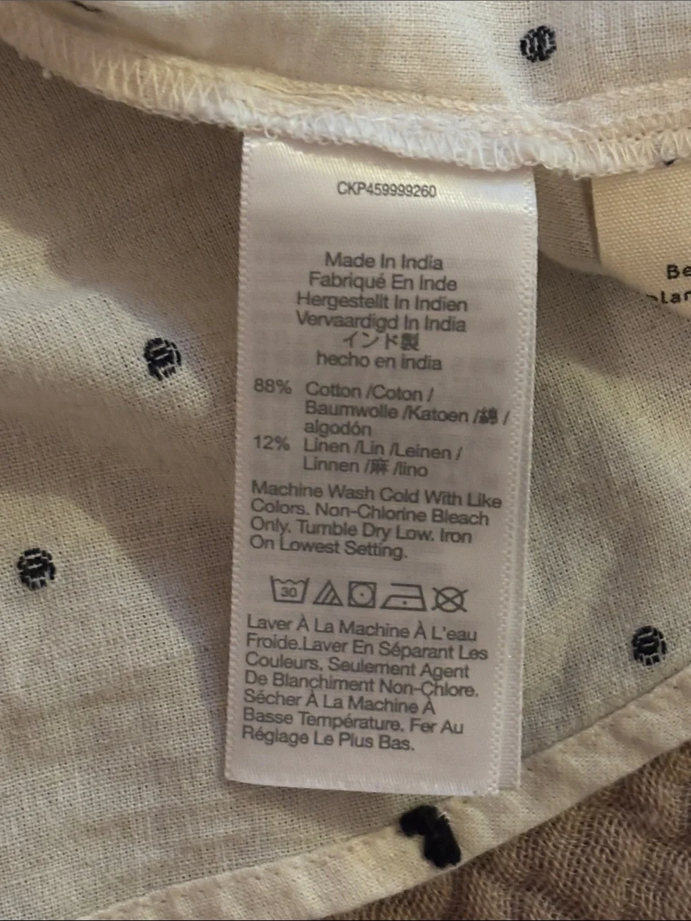 Madewell Ivory Blouse with Black Dot Embroidery